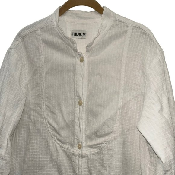 IRDIUM white cotton window pane checkered embroidered tunic smock type t… - Picture 3 of 3